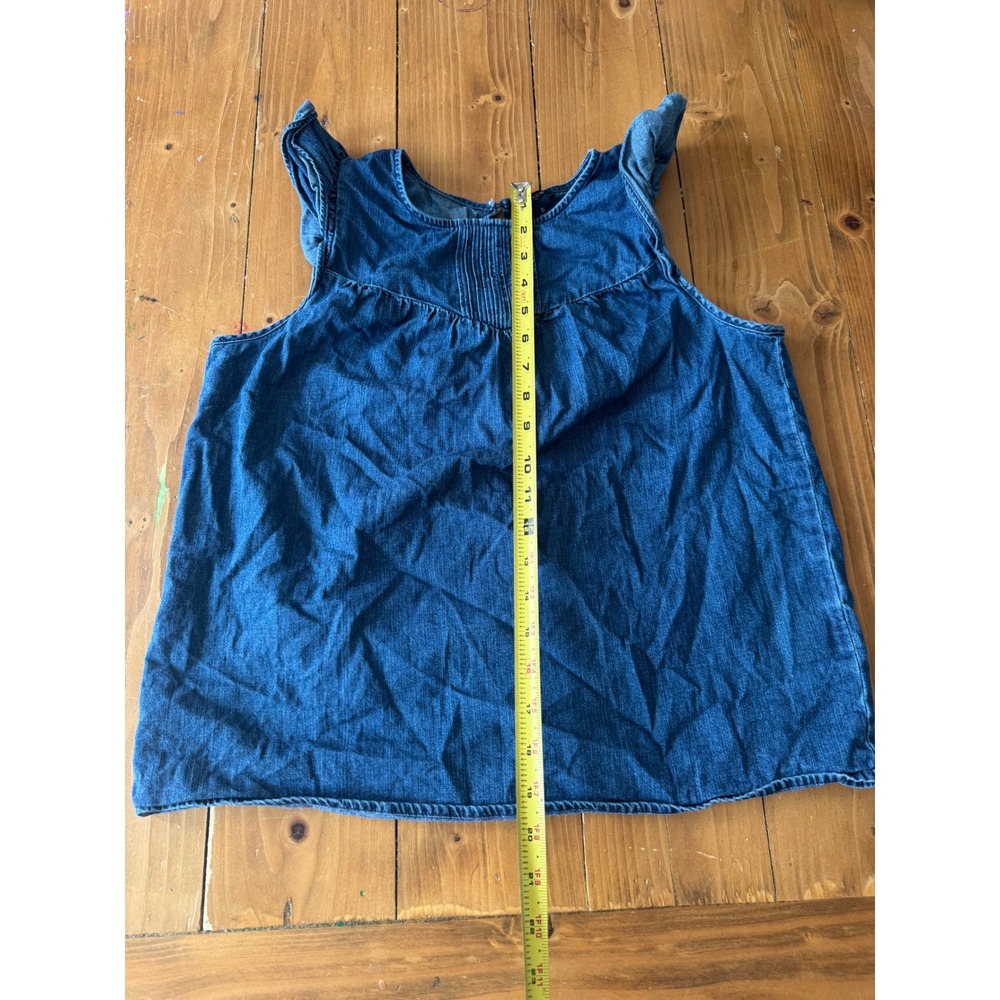 J.Crew Re-Imagined Denim Ruffle‎ Sleeve Pleated Bib Top Blue Small